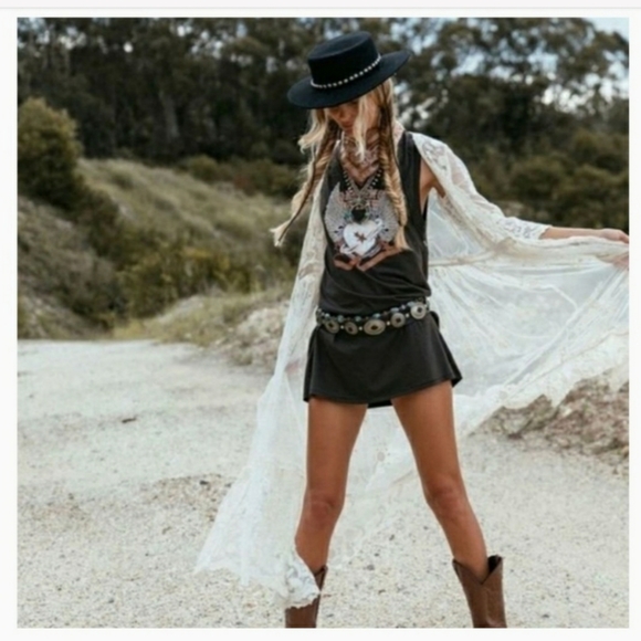 RESTOCKED NWT-  Boho T- Shirt Gypsy Tunic Dress - Picture 6 of 8